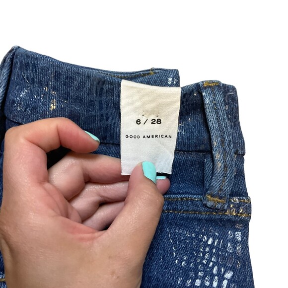 Good American NWT Snake Print Coated Denim High Waisted Jeans - Picture 4 of 5